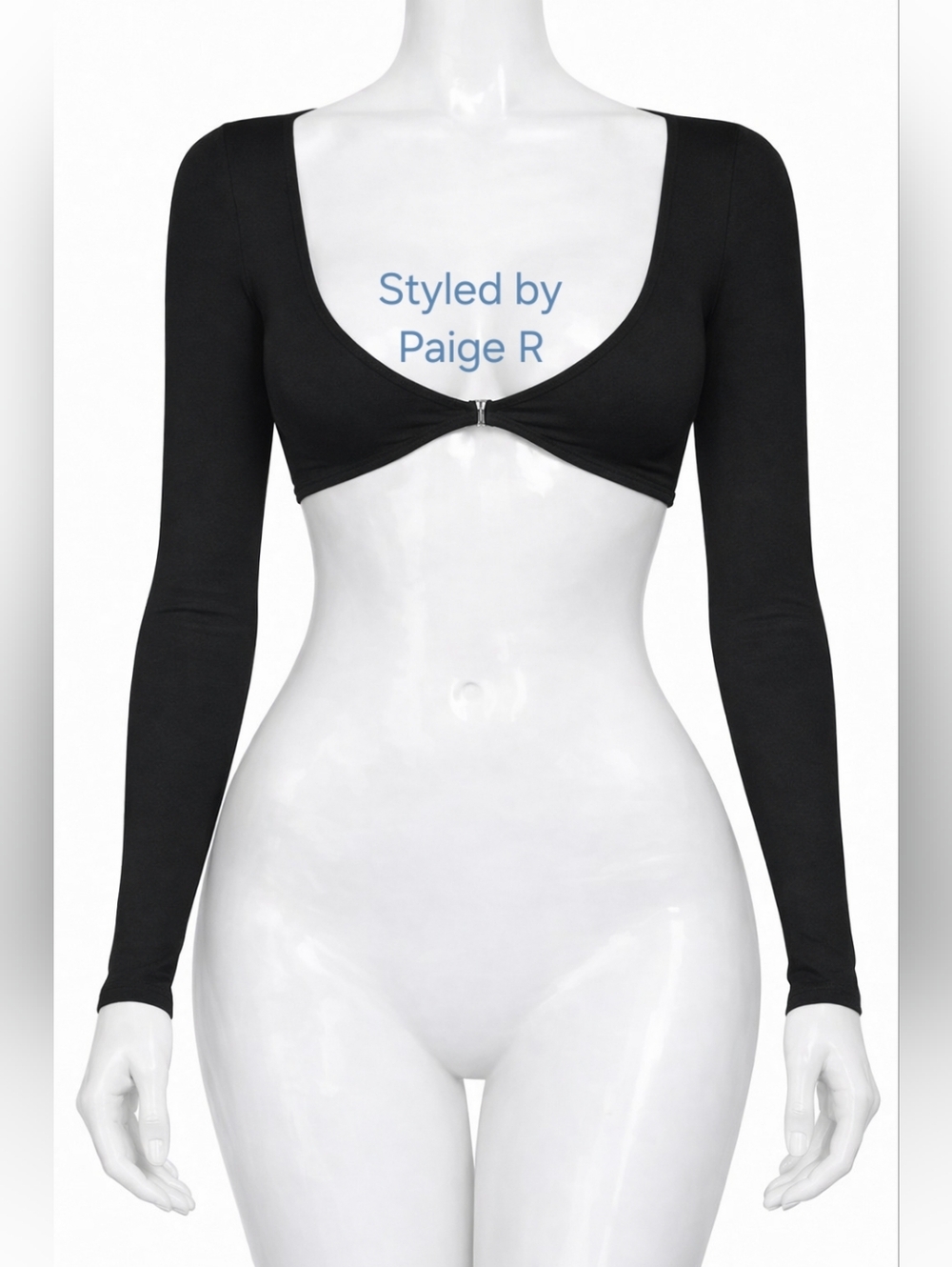 💕NWT SKIMS Recycled Swim Long Sleeve Shrug Plunge Swim Top Black ONYX L